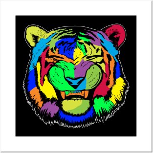 Smiling Psychedelic Tiger Posters and Art